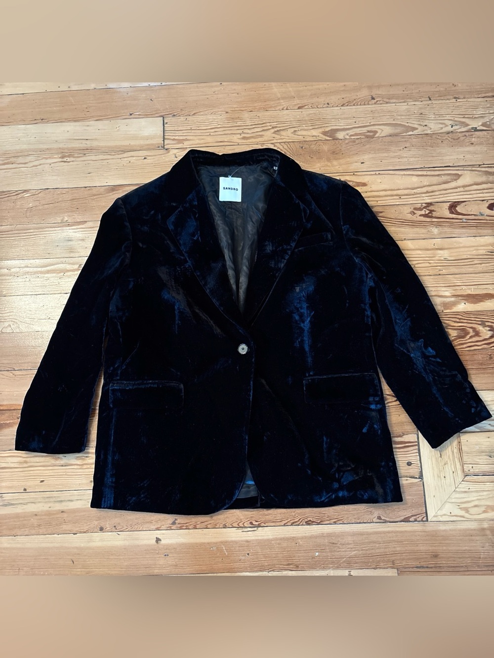 sandro lev blazer velvet One Button 42/10 NWOT Black